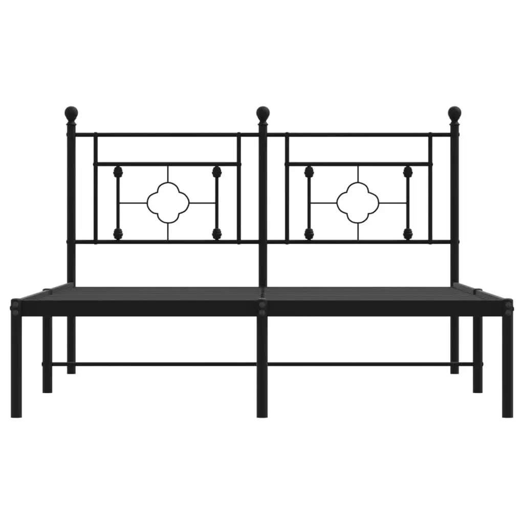 Metal Bed Frame with Headboard Black 135x190 cm 374338