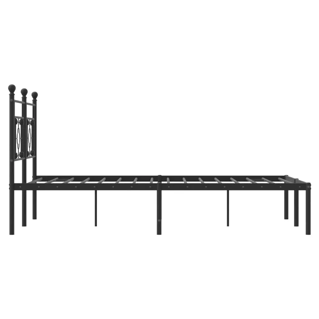 Metal Bed Frame with Headboard Black 135x190 cm 374338