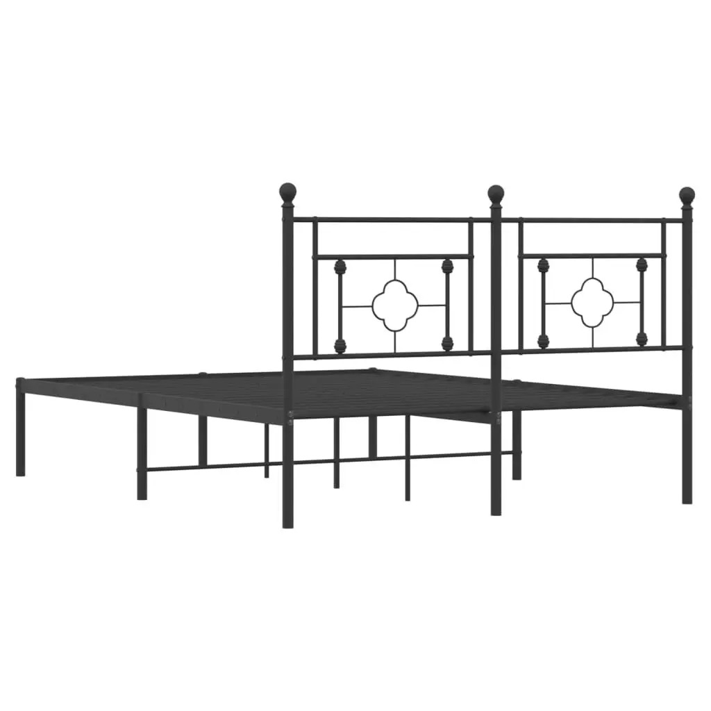 Metal Bed Frame with Headboard Black 135x190 cm 374338