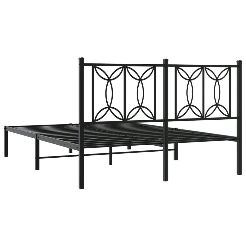 Metal Bed Frame with Headboard Black 135x190 cm 376127