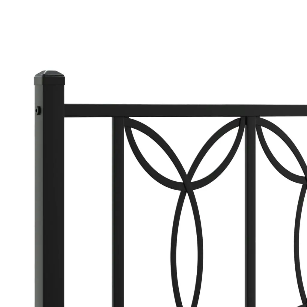 Metal Bed Frame with Headboard Black 135x190 cm 376127