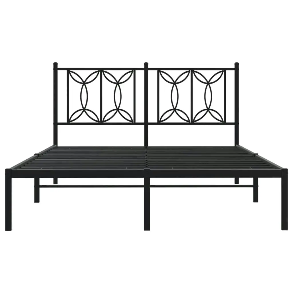 Metal Bed Frame with Headboard Black 135x190 cm 376127