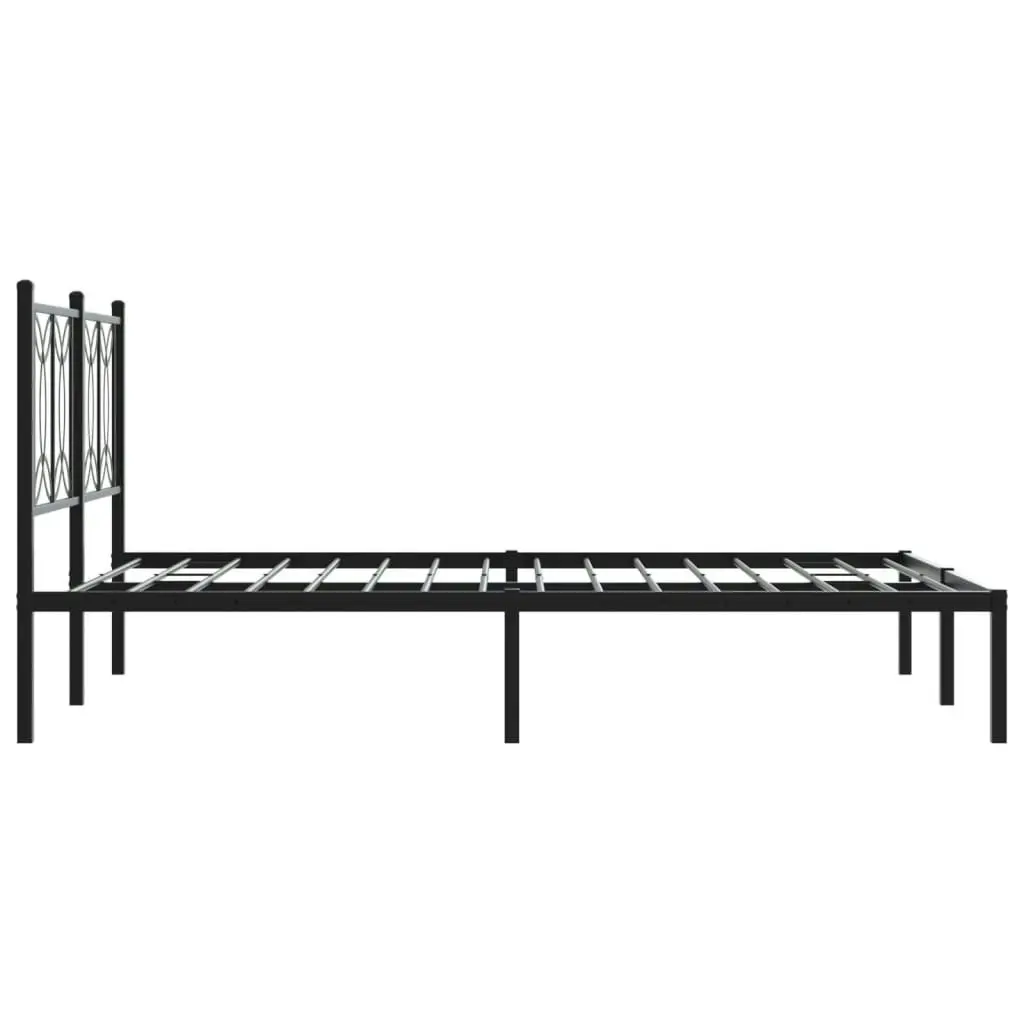 Metal Bed Frame with Headboard Black 135x190 cm 376127