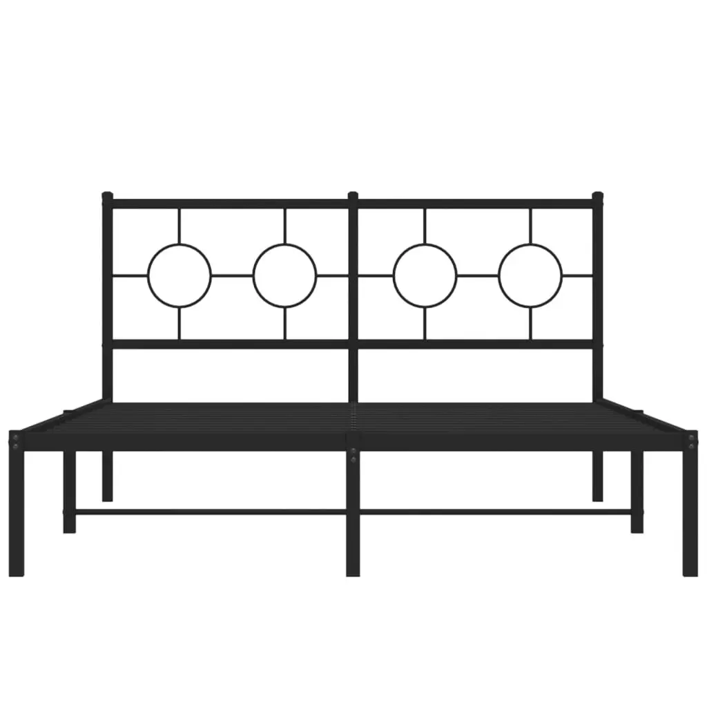 Metal Bed Frame with Headboard Black 135x190 cm 376225