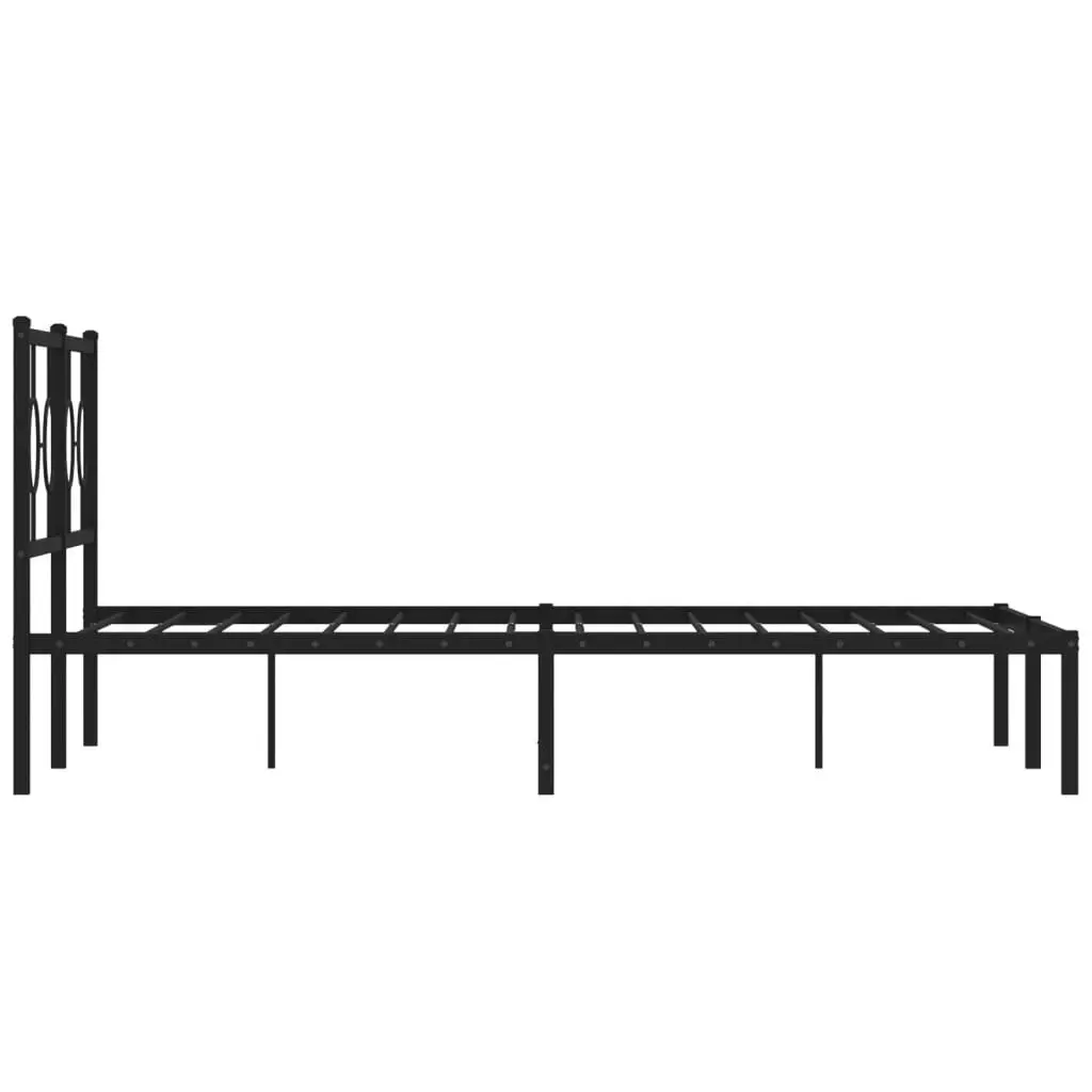 Metal Bed Frame with Headboard Black 135x190 cm 376225