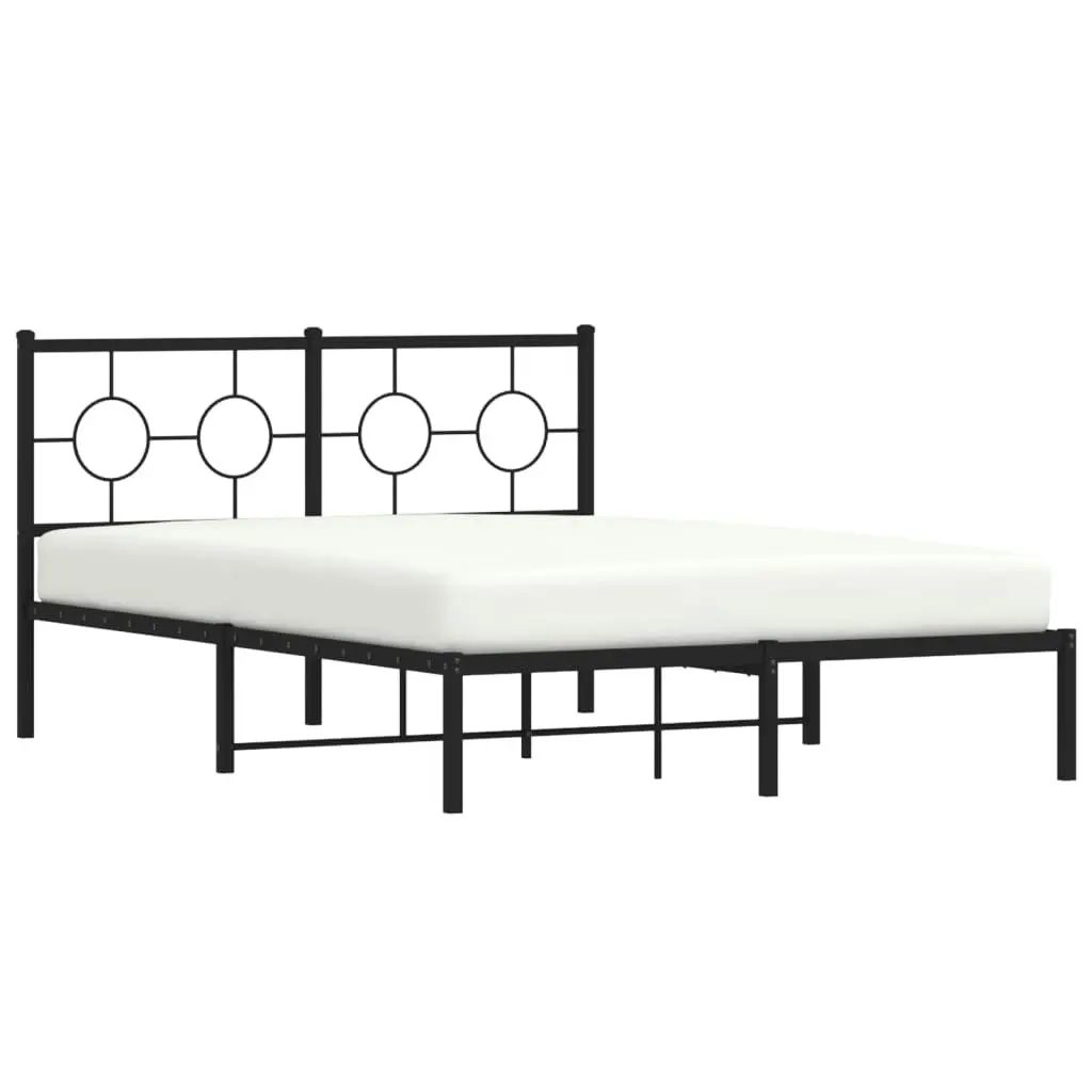 Metal Bed Frame with Headboard Black 135x190 cm 376225