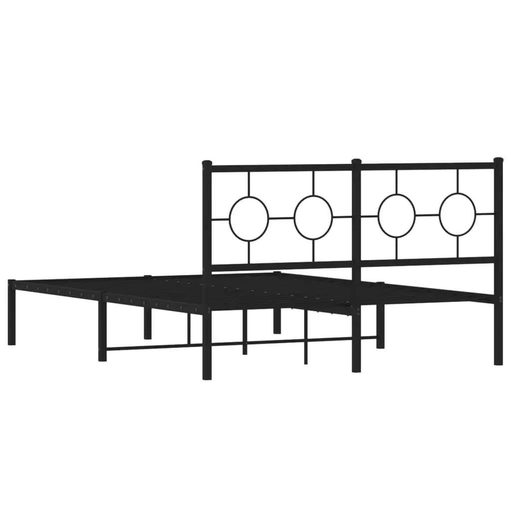 Metal Bed Frame with Headboard Black 135x190 cm 376225