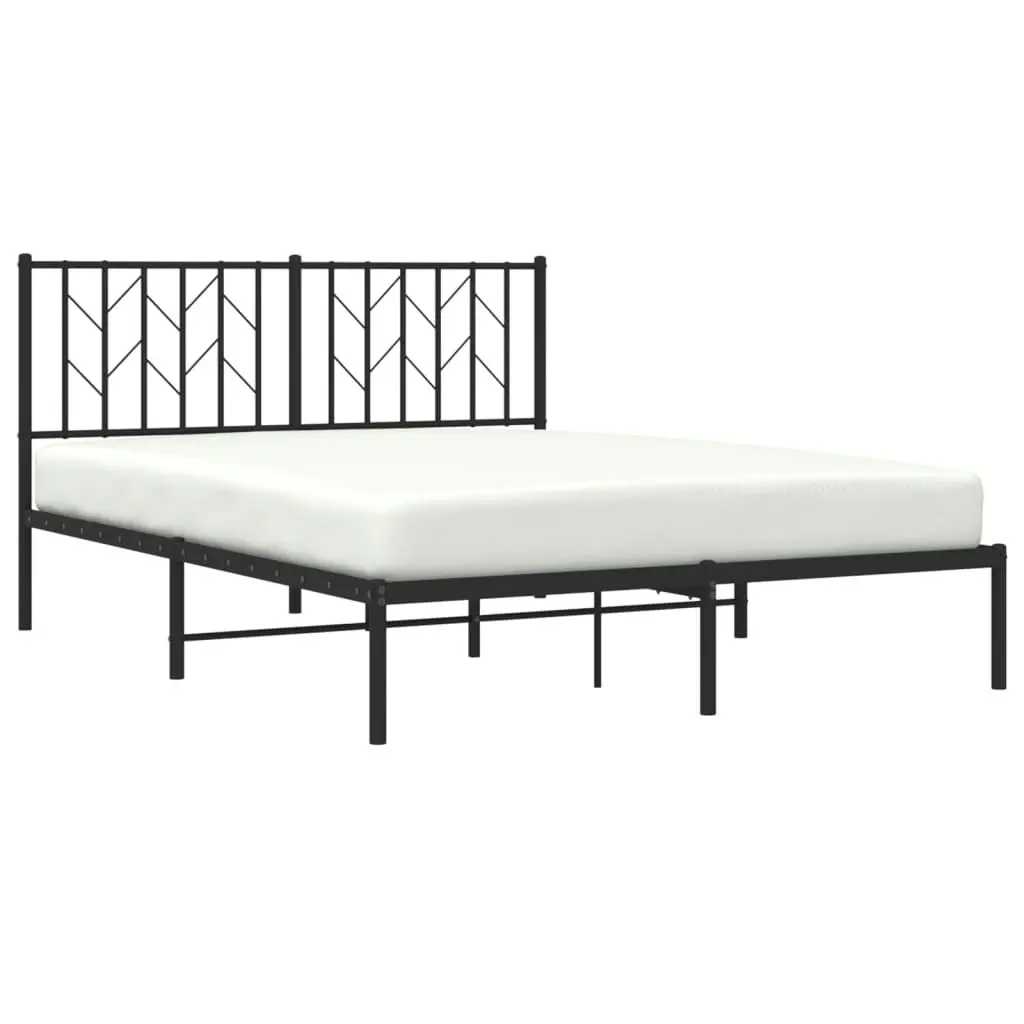 Metal Bed Frame with Headboard Black 135x190 cm 374436