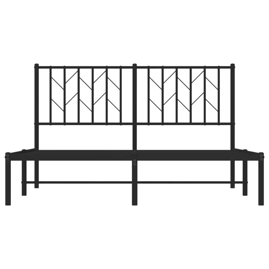 Metal Bed Frame with Headboard Black 135x190 cm 374436