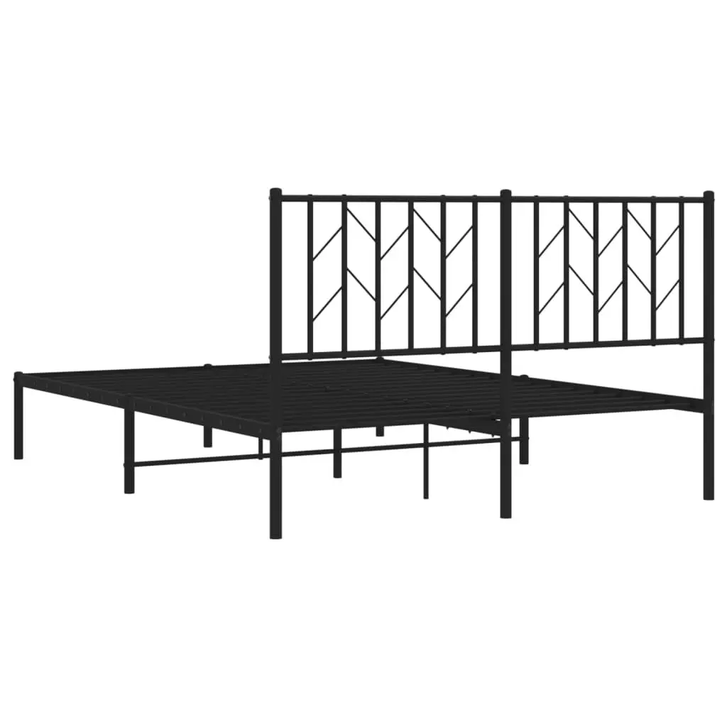 Metal Bed Frame with Headboard Black 135x190 cm 374436