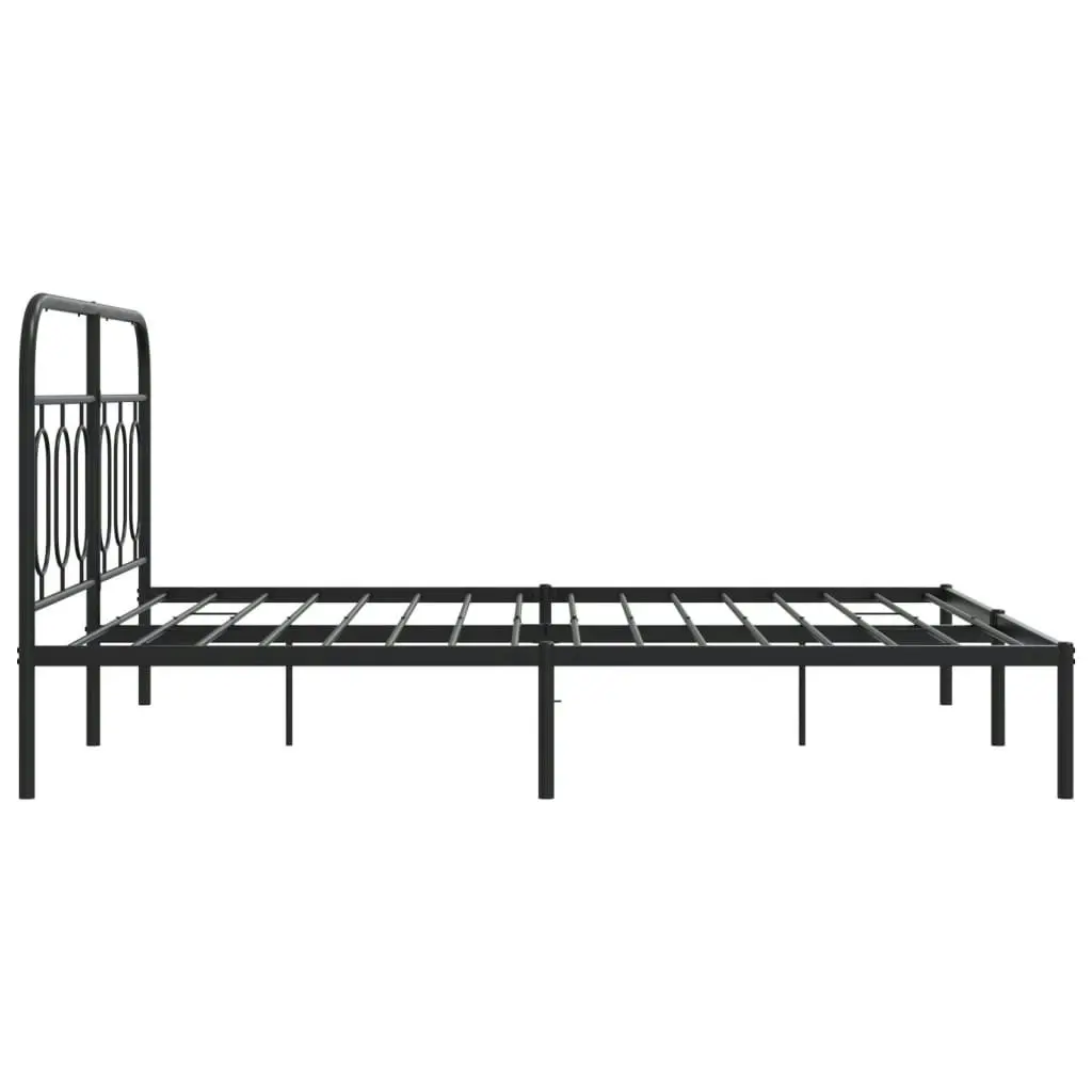 Metal Bed Frame with Headboard Black 135x190 cm 377116