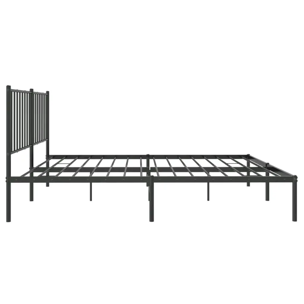 Metal Bed Frame with Headboard Black 137x187 cm Double Size 350863