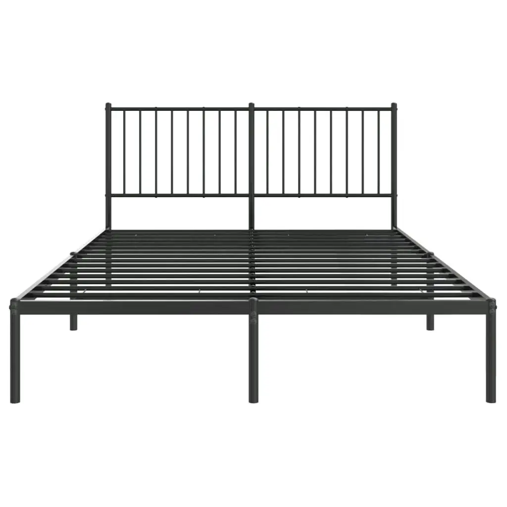 Metal Bed Frame with Headboard Black 137x187 cm Double Size 350863