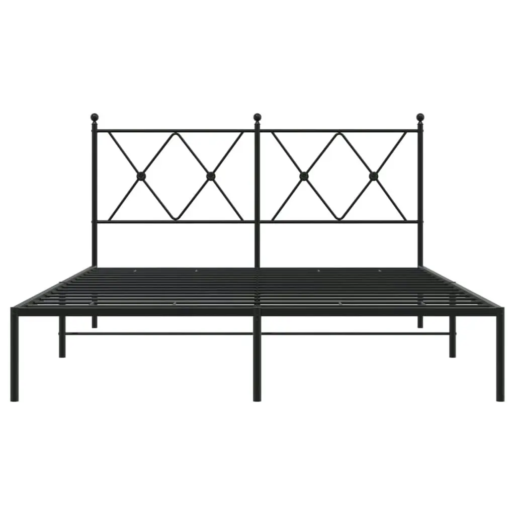 Metal Bed Frame with Headboard Black 135x190 cm 376501