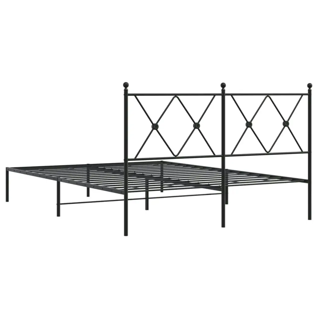 Metal Bed Frame with Headboard Black 135x190 cm 376501