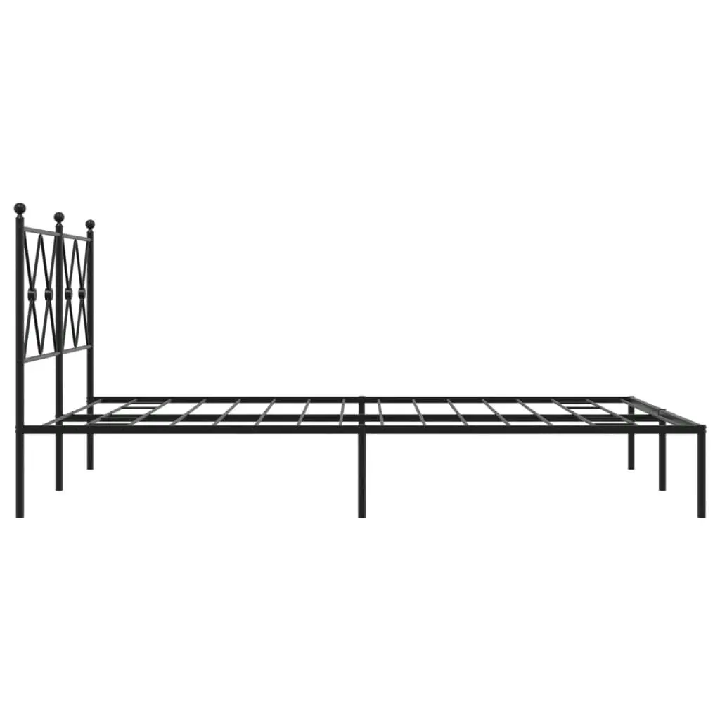 Metal Bed Frame with Headboard Black 135x190 cm 376501