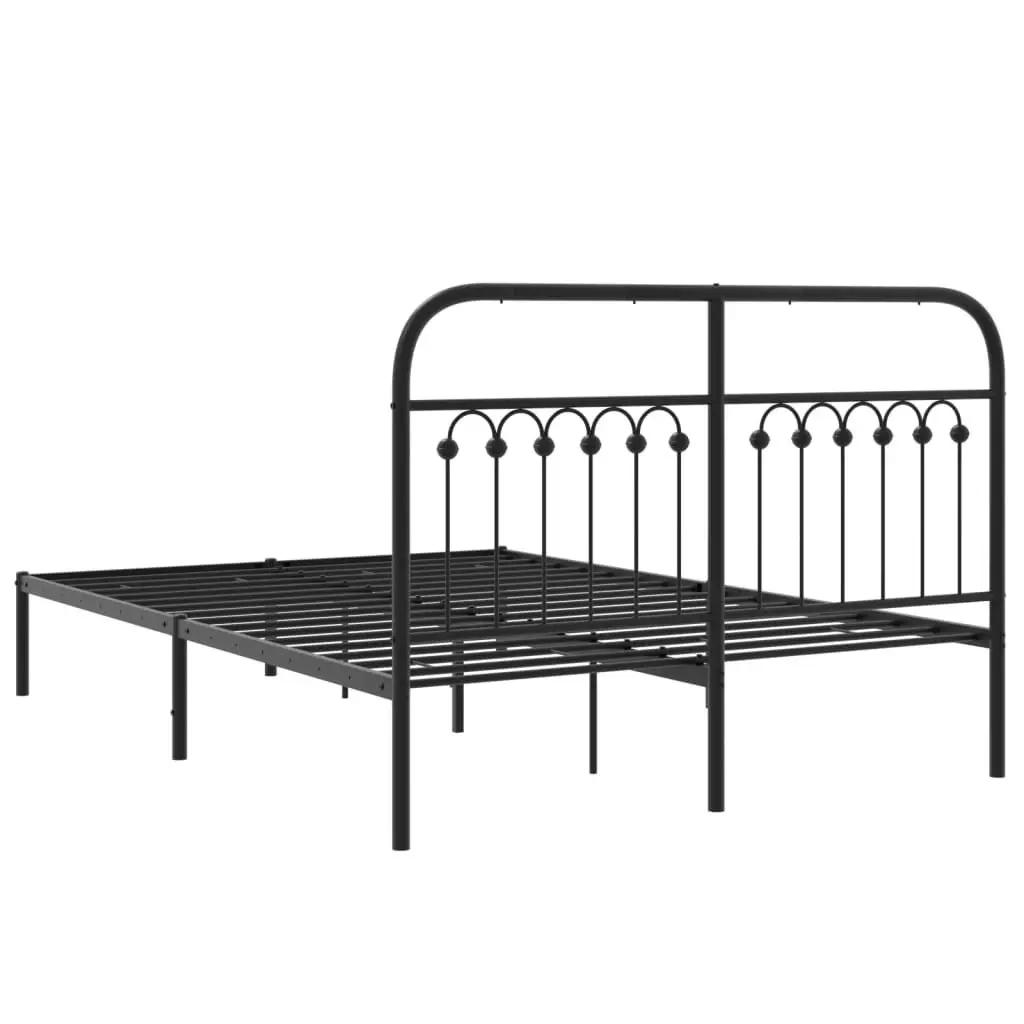 Metal Bed Frame with Headboard Black 135x190 cm 376599