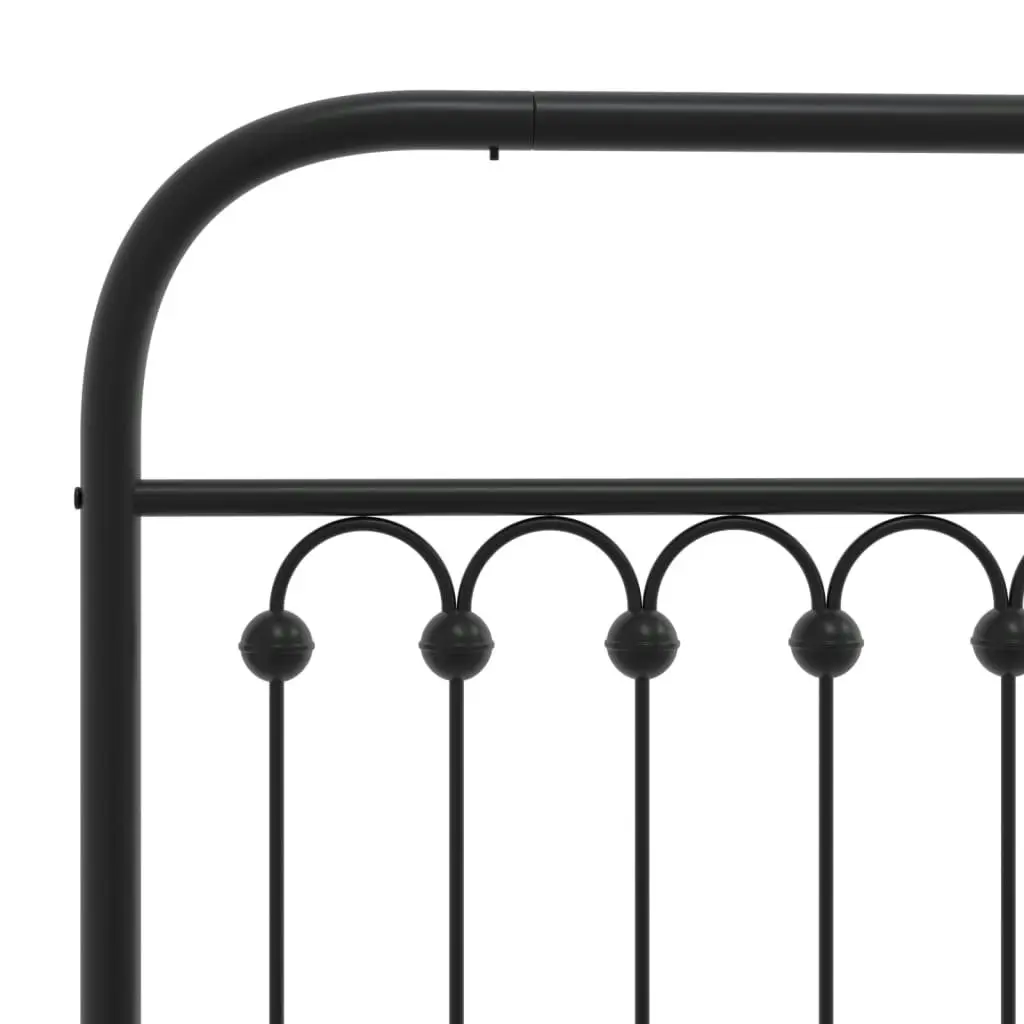 Metal Bed Frame with Headboard Black 135x190 cm 376599