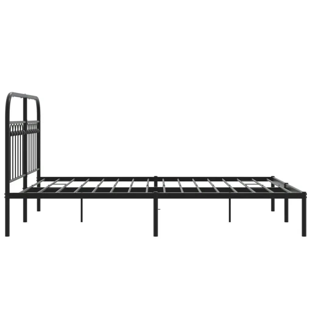 Metal Bed Frame with Headboard Black 135x190 cm 376599