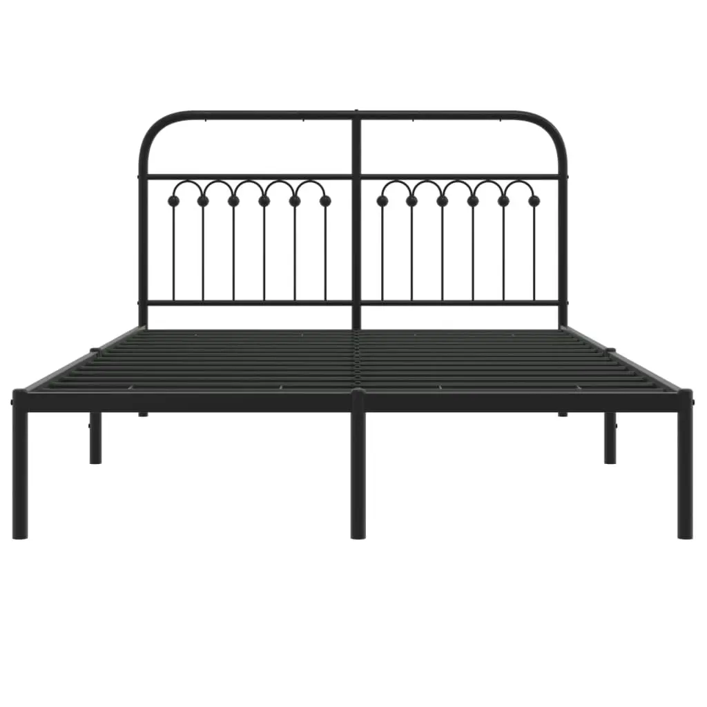 Metal Bed Frame with Headboard Black 135x190 cm 376599