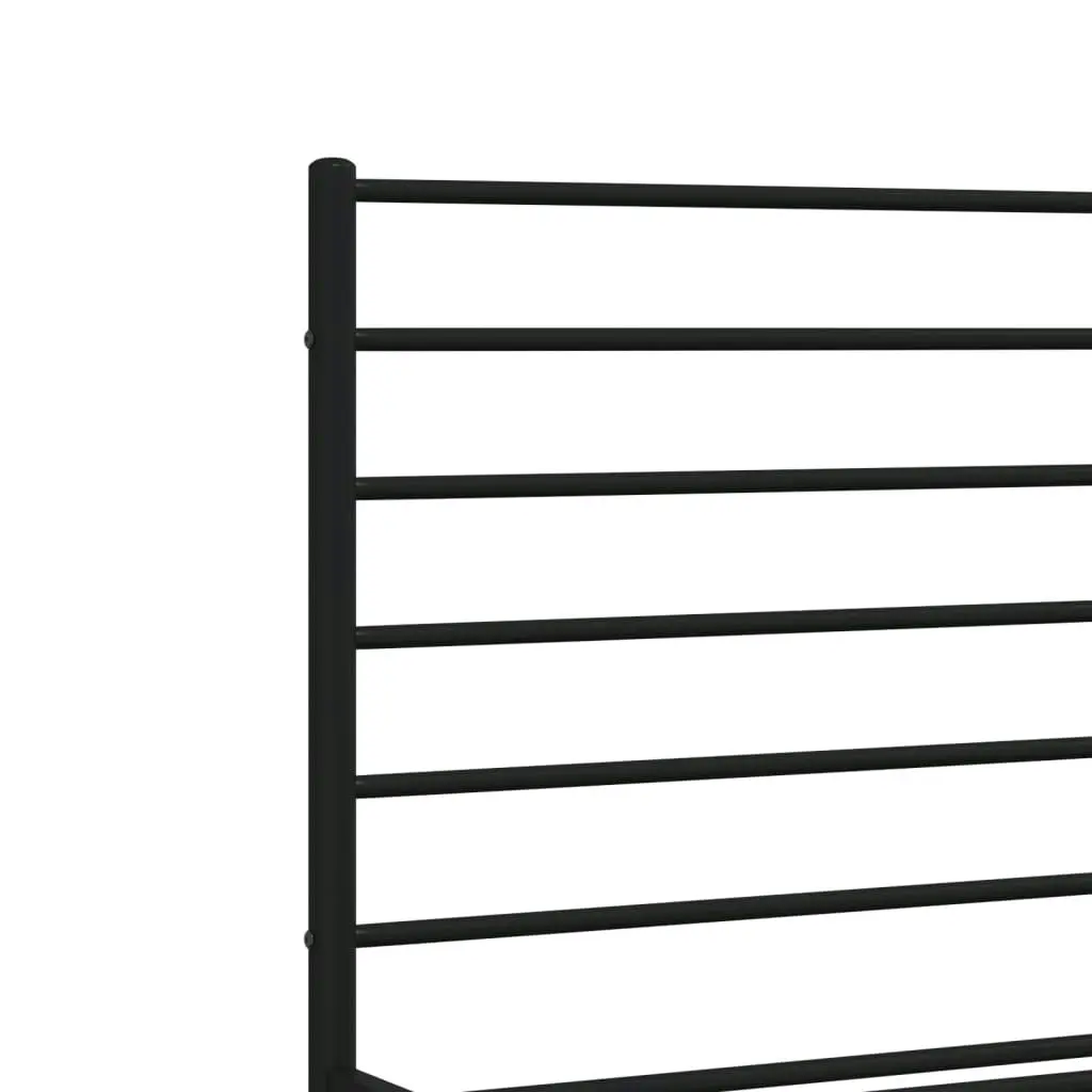 Metal Bed Frame with Headboard Black 137x187 cm Double Size 352318