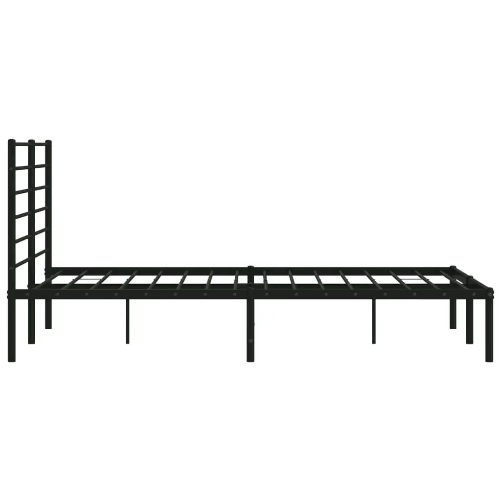 Metal Bed Frame with Headboard Black 137x187 cm Double Size 352318