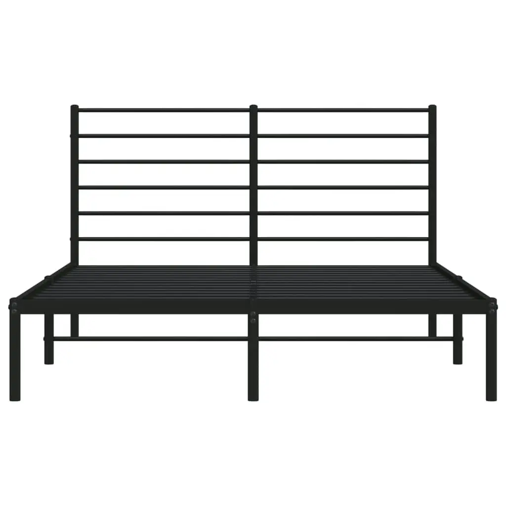 Metal Bed Frame with Headboard Black 137x187 cm Double Size 352318