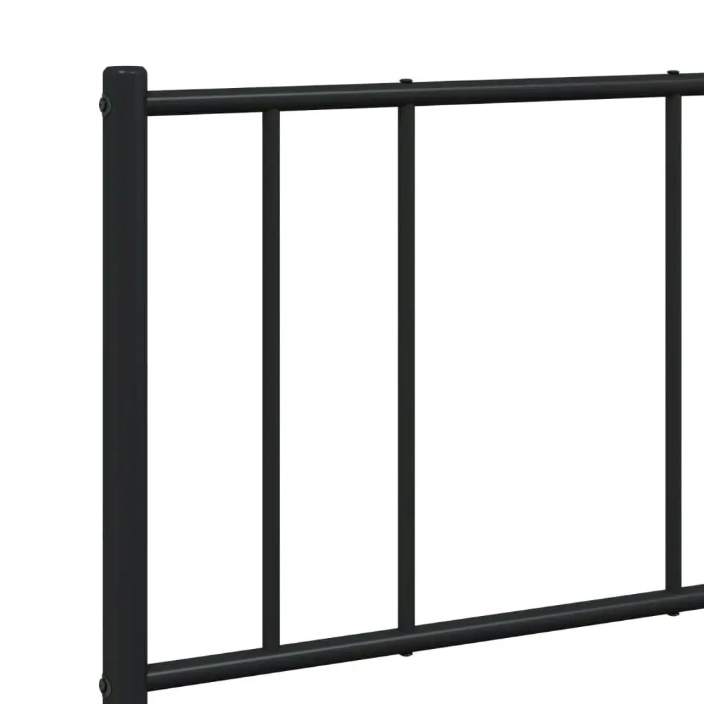 Metal Bed Frame with Headboard Black 137x187 cm Double Size 352479