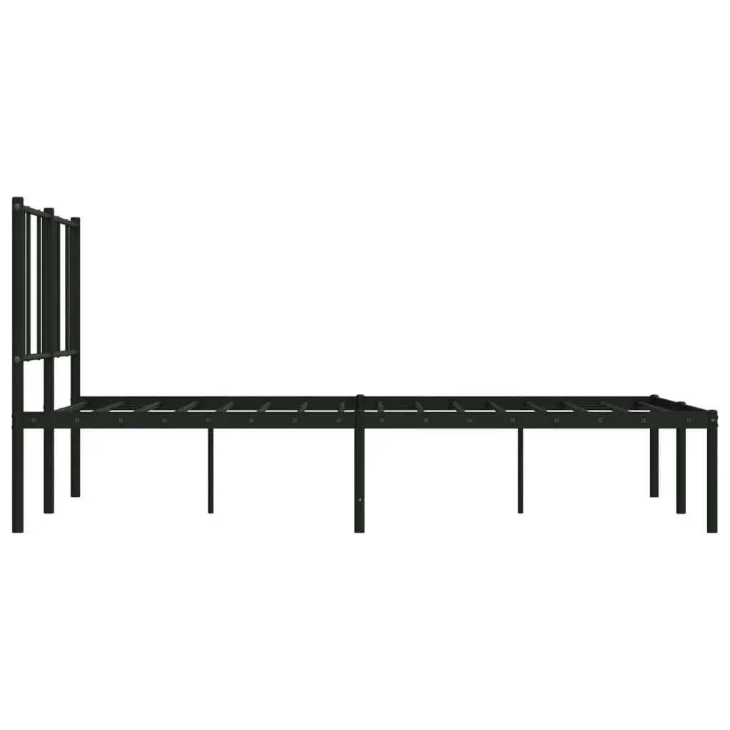 Metal Bed Frame with Headboard Black 137x187 cm Double Size 352479