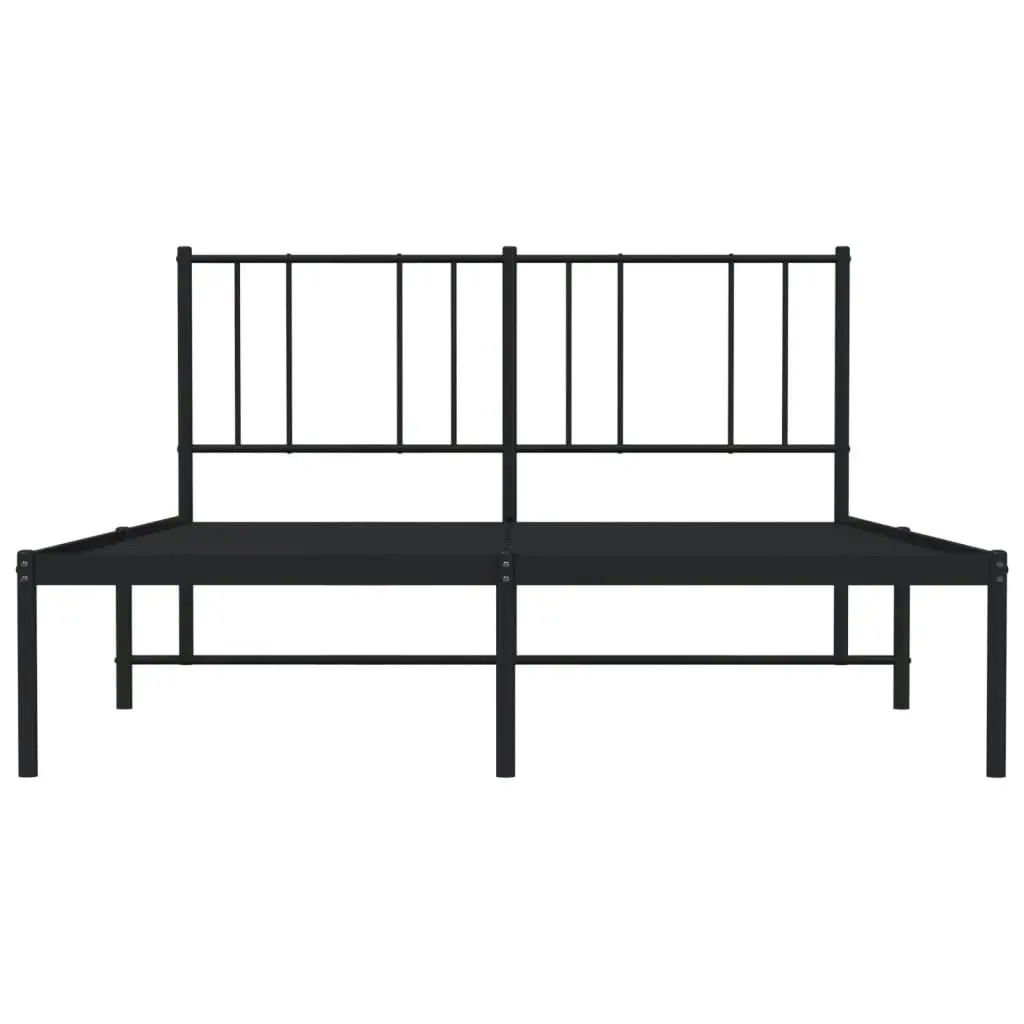 Metal Bed Frame with Headboard Black 137x187 cm Double Size 352479