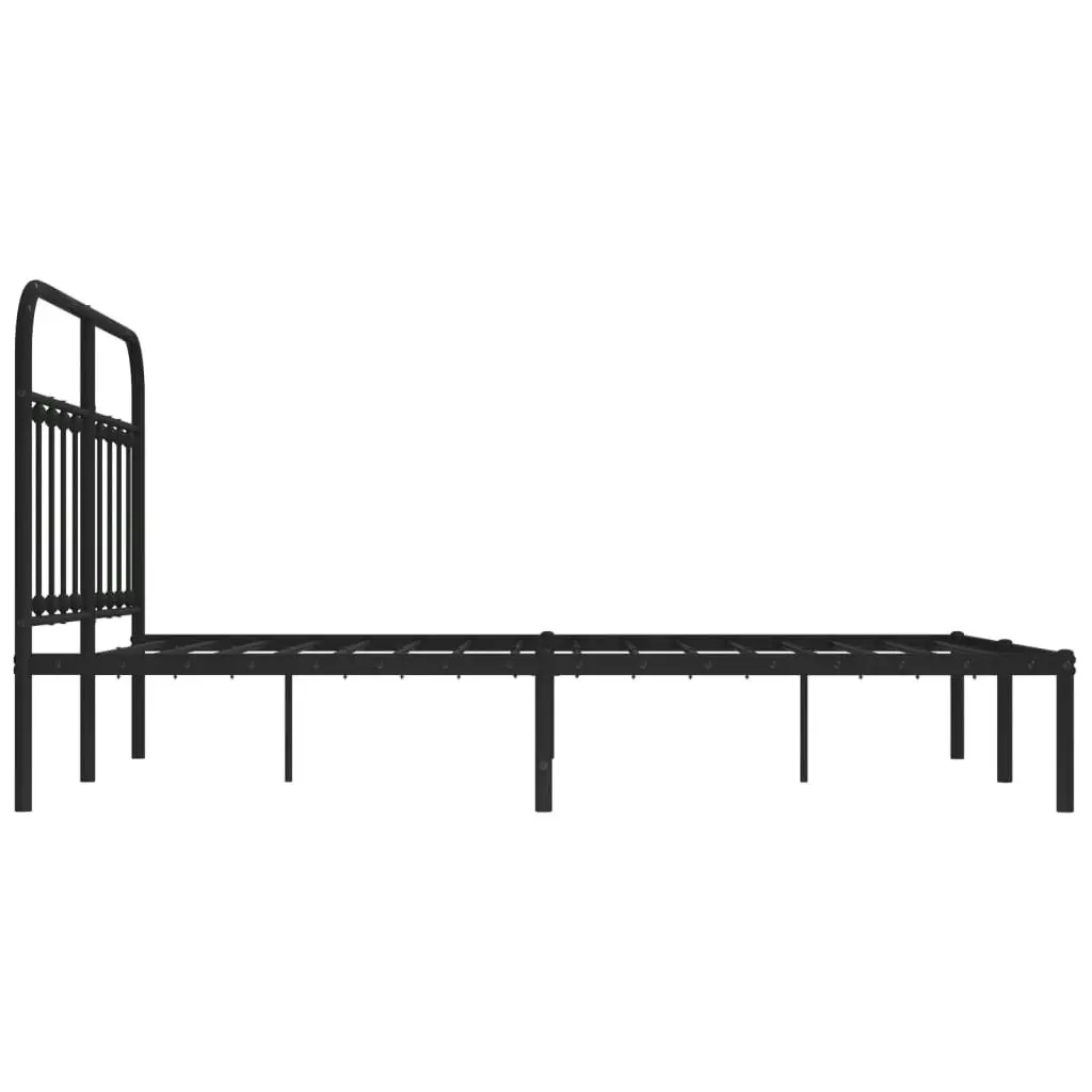 Metal Bed Frame with Headboard Black 137x187 cm Double Size 352577