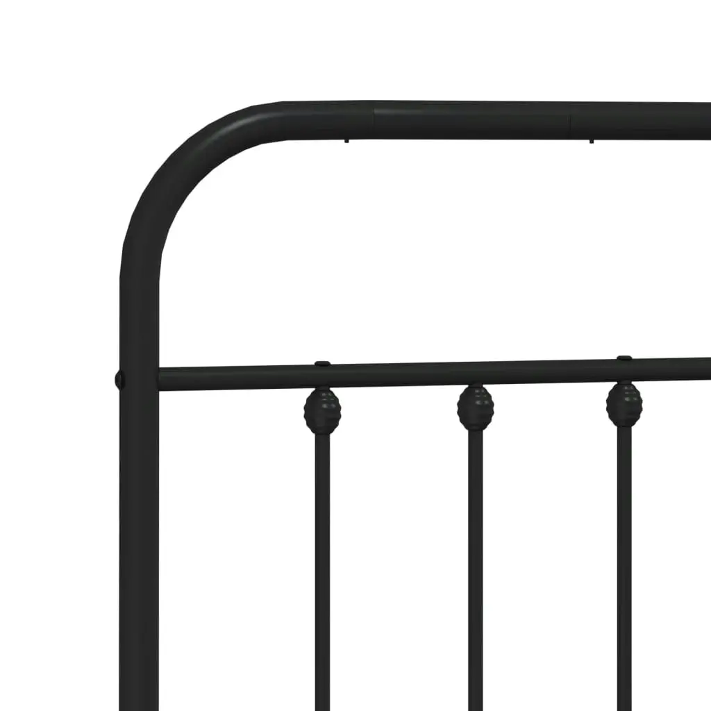 Metal Bed Frame with Headboard Black 137x187 cm Double Size 352577