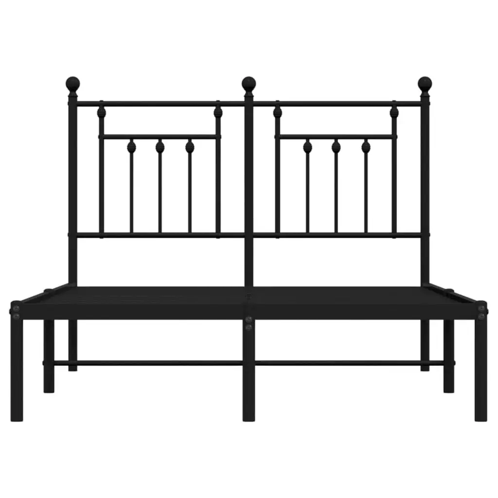 Metal Bed Frame with Headboard Black 137x187 cm Double Size 353536