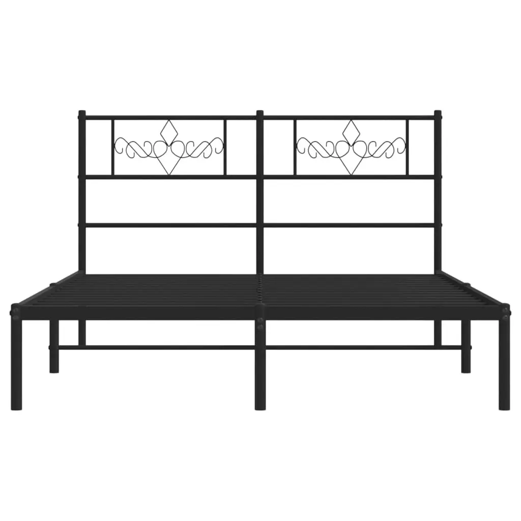 Metal Bed Frame with Headboard Black 150x200 cm 355269