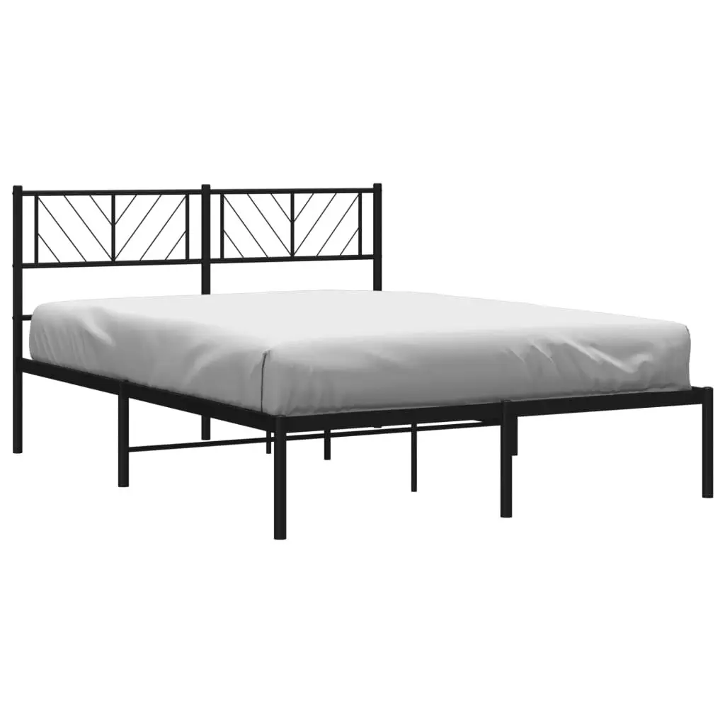 Metal Bed Frame with Headboard Black 150x200 cm 372181