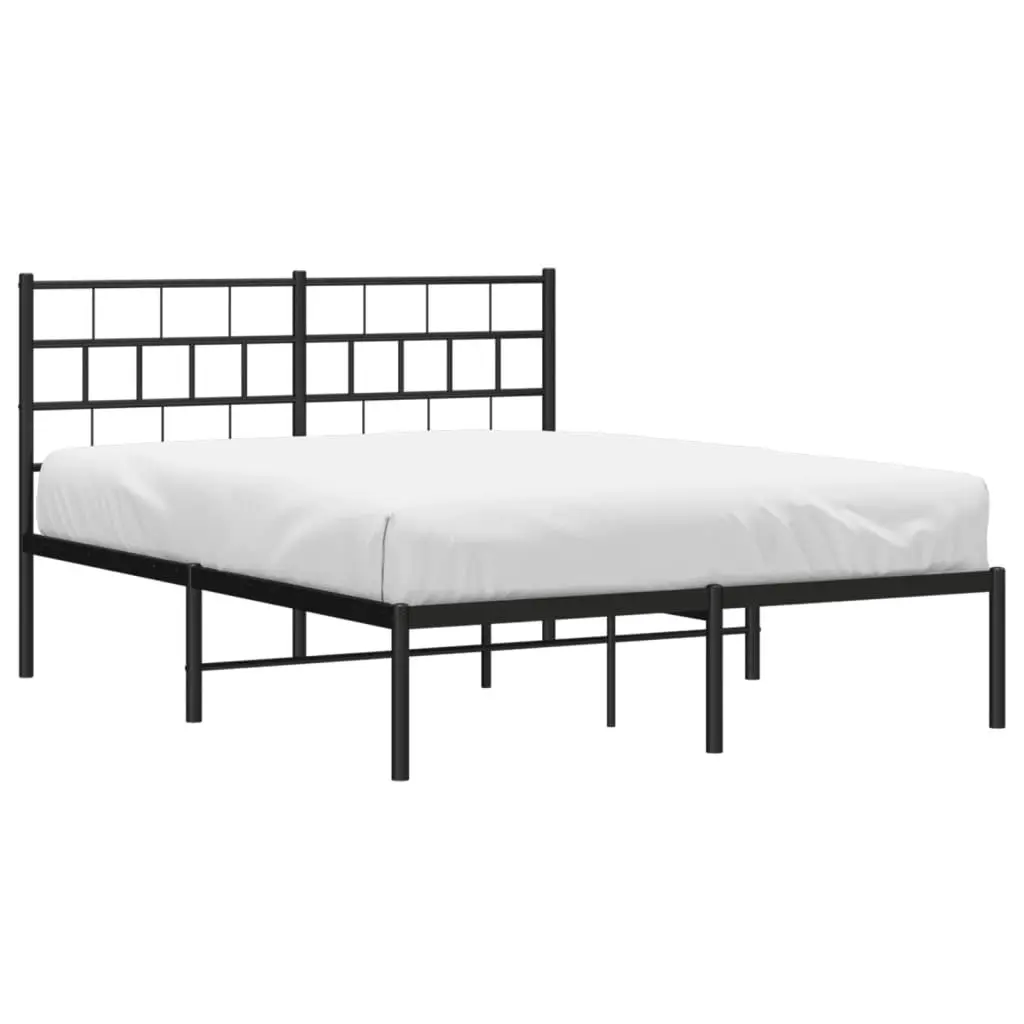 Metal Bed Frame with Headboard Black 150x200 cm 355661