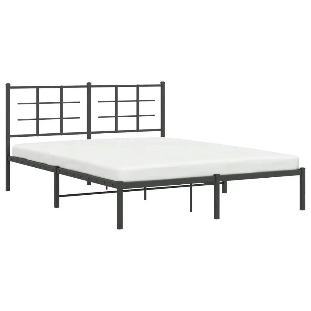 Metal Bed Frame with Headboard Black 150x200 cm 355563