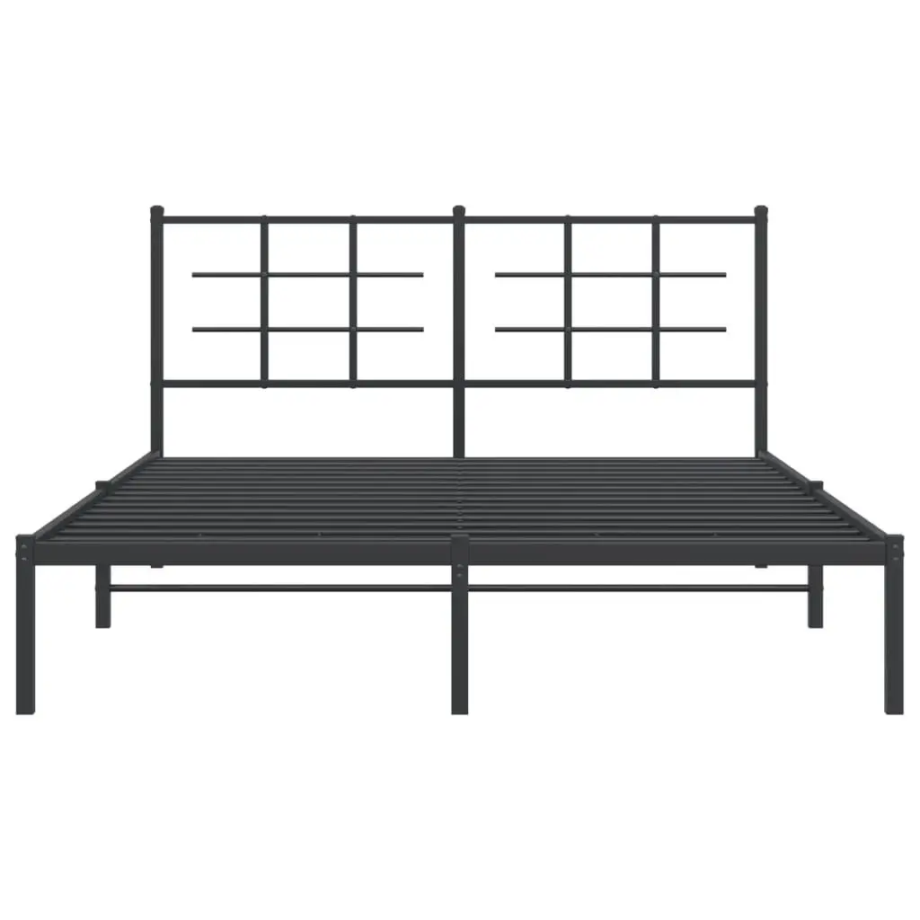 Metal Bed Frame with Headboard Black 150x200 cm 355563