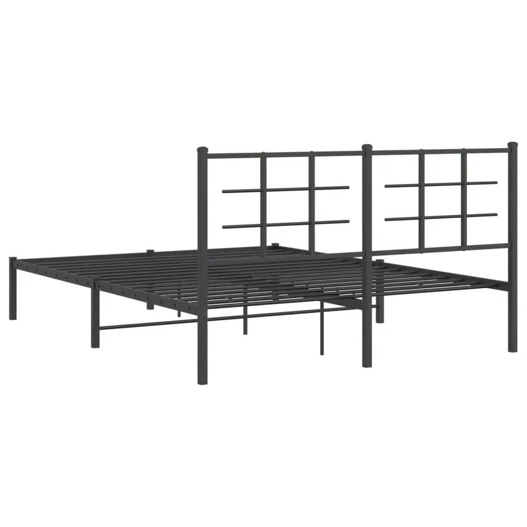 Metal Bed Frame with Headboard Black 150x200 cm 355563