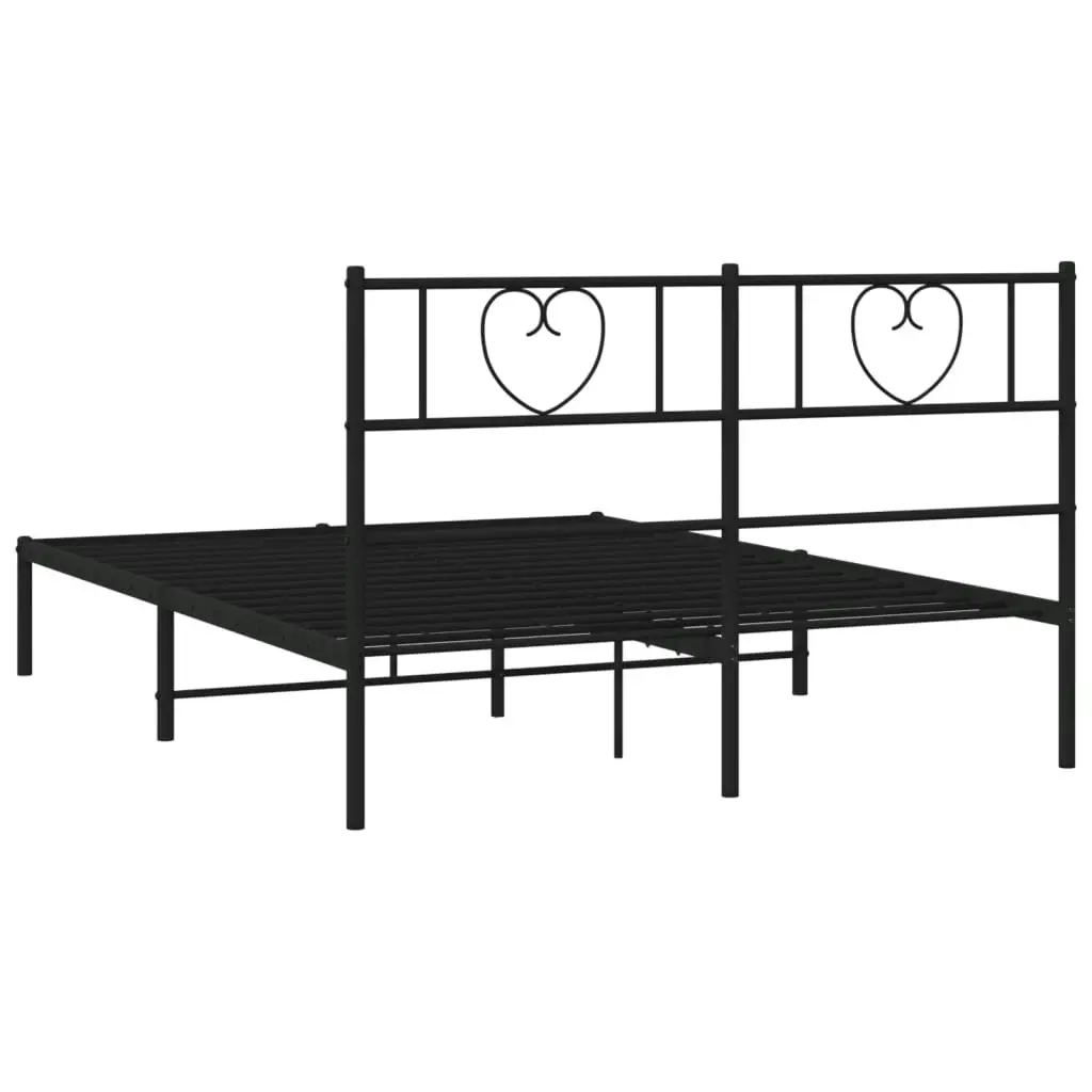 Metal Bed Frame with Headboard Black 150x200 cm 355465