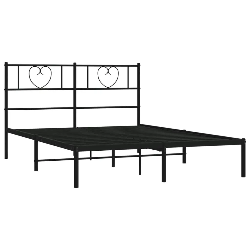 Metal Bed Frame with Headboard Black 150x200 cm 355465