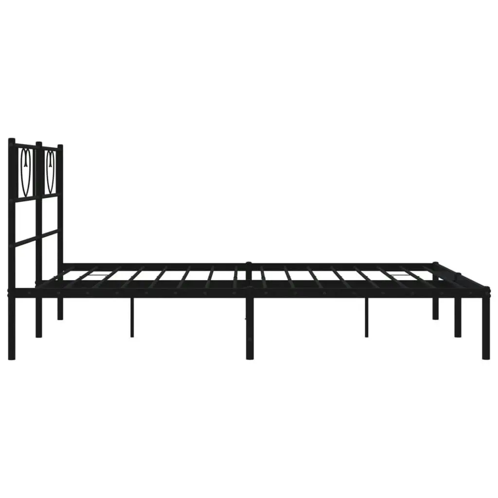 Metal Bed Frame with Headboard Black 150x200 cm 355465