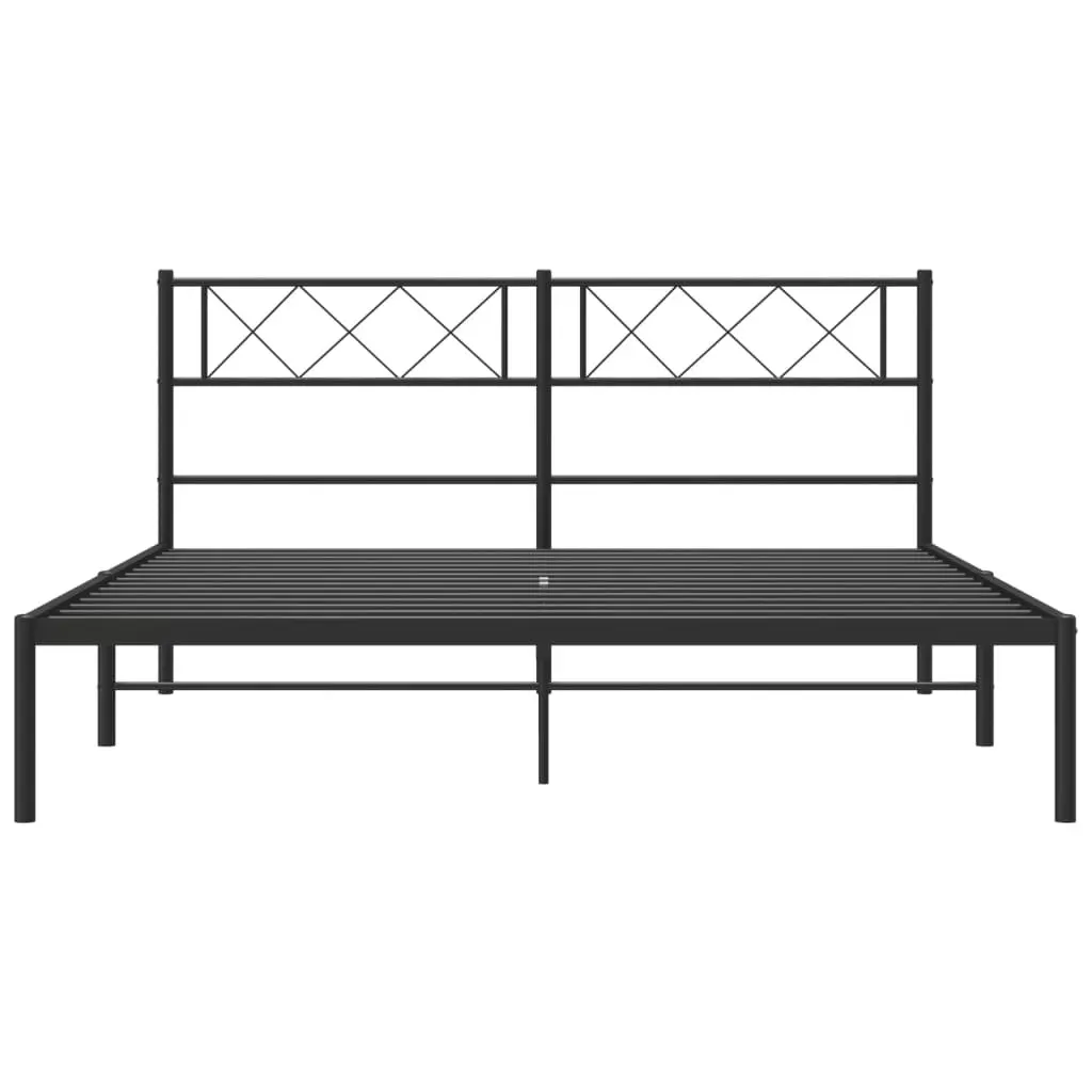 Metal Bed Frame with Headboard Black 150x200 cm 372279