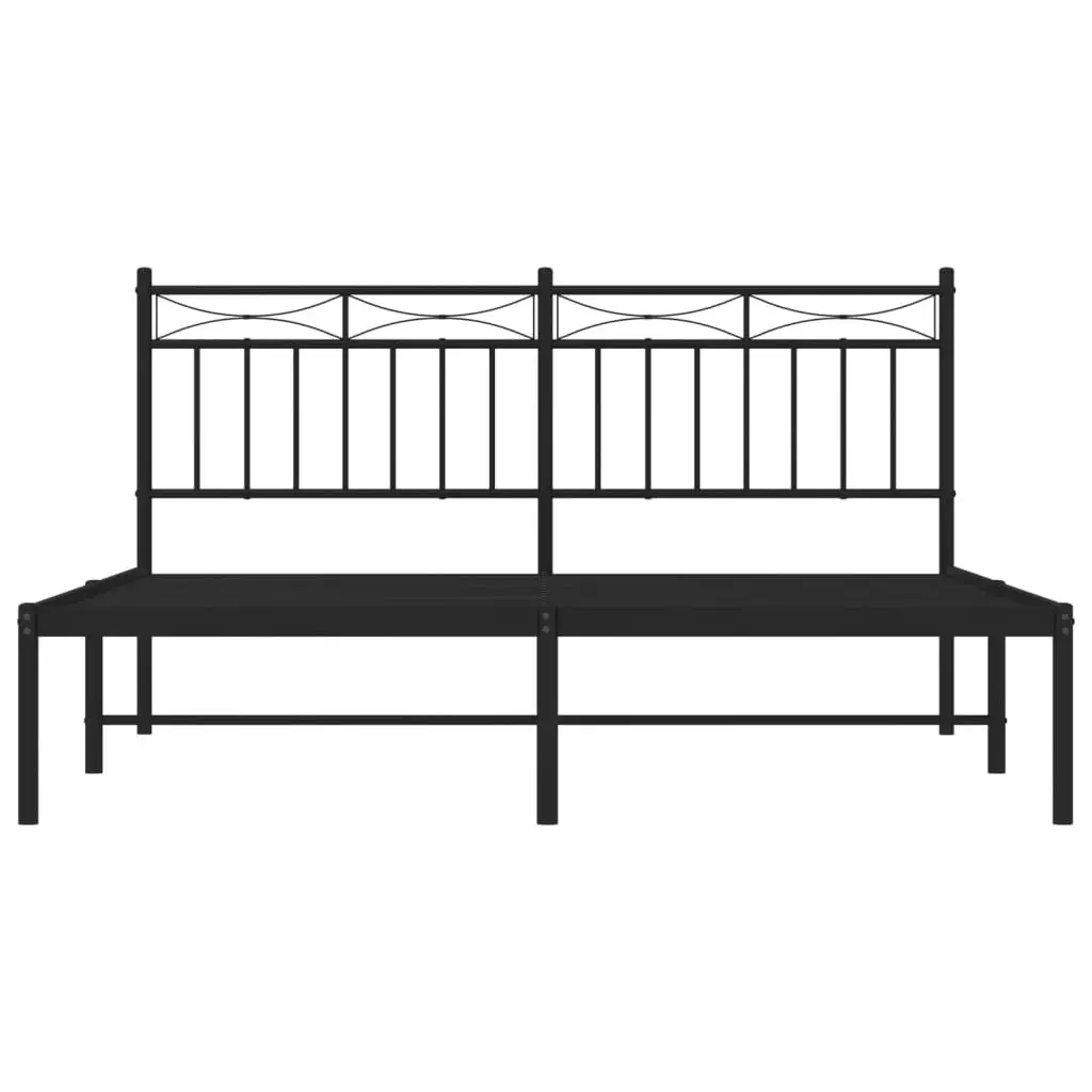 Metal Bed Frame with Headboard Black 150x200 cm 373693