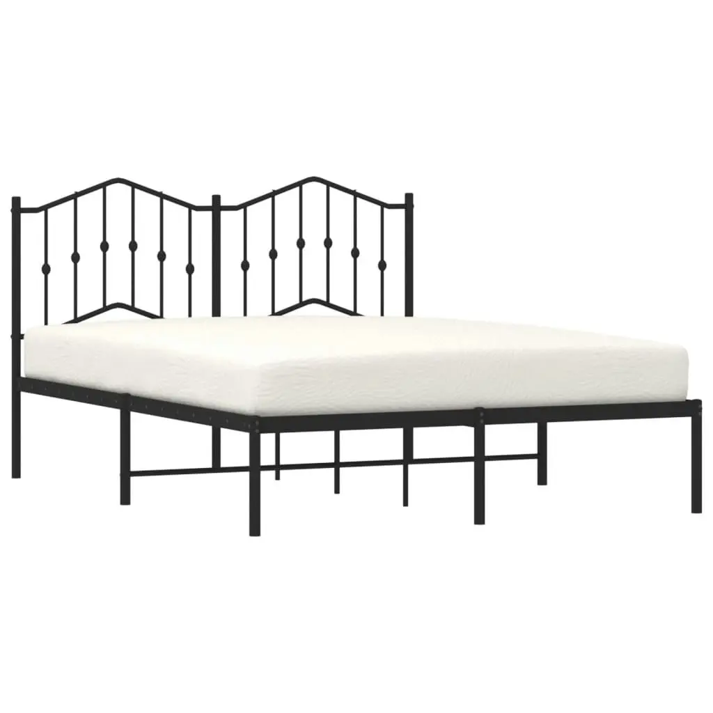 Metal Bed Frame with Headboard Black 150x200 cm 373791