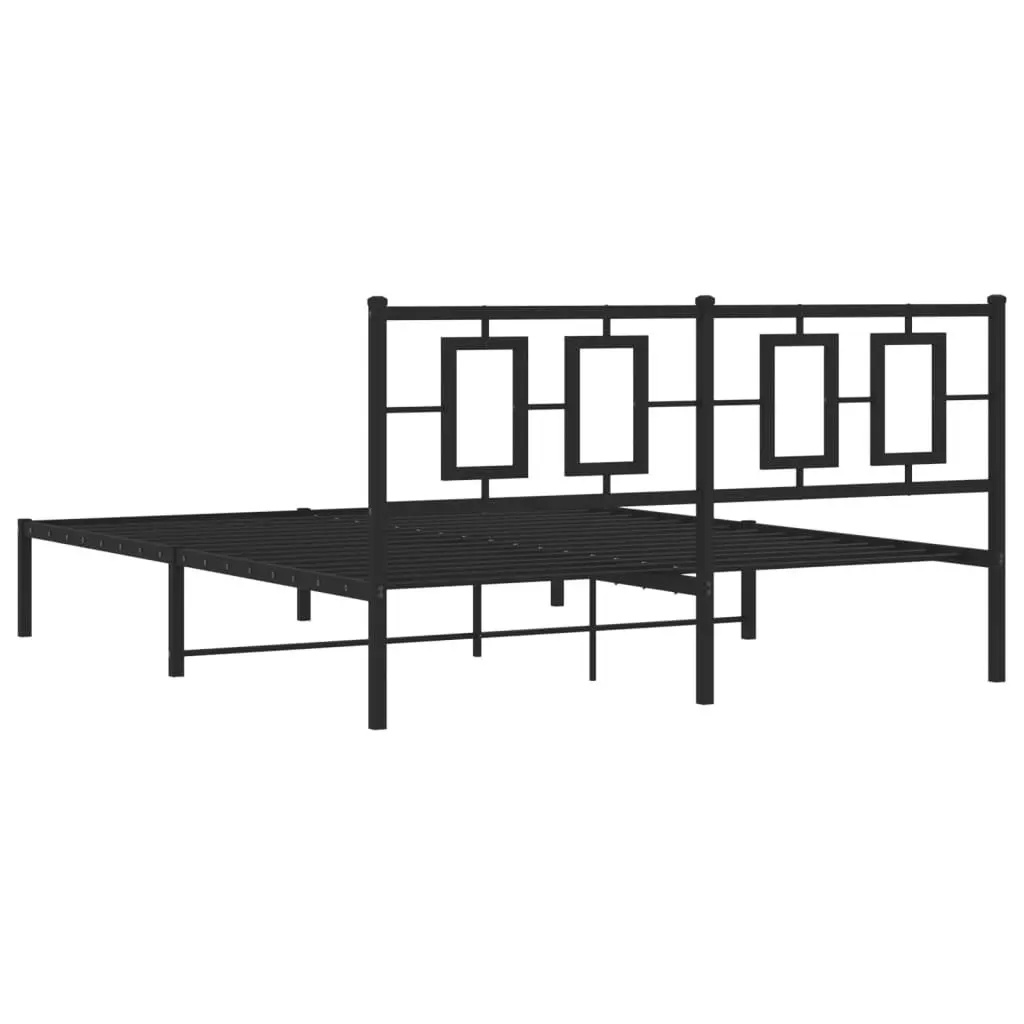 Metal Bed Frame with Headboard Black 150x200 cm 374243