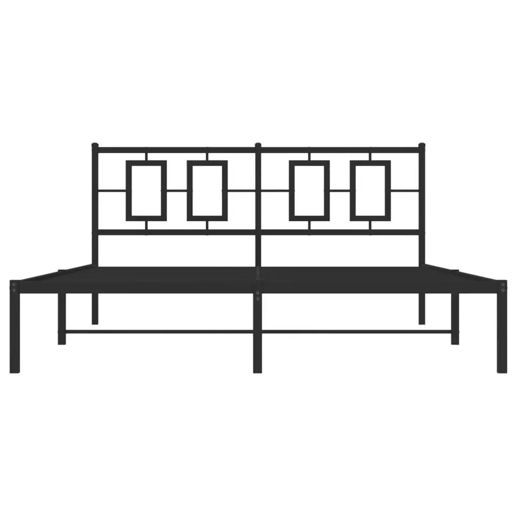 Metal Bed Frame with Headboard Black 150x200 cm 374243