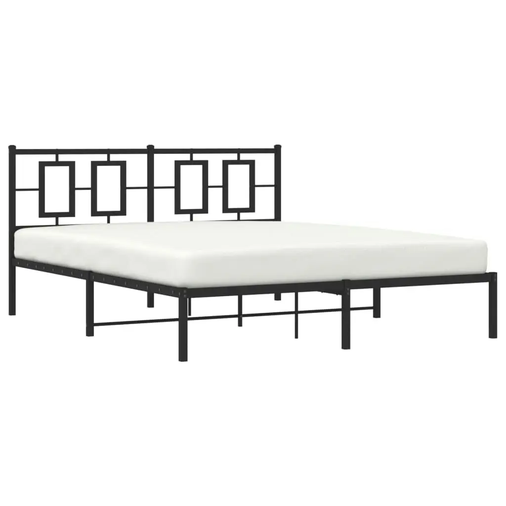 Metal Bed Frame with Headboard Black 150x200 cm 374243