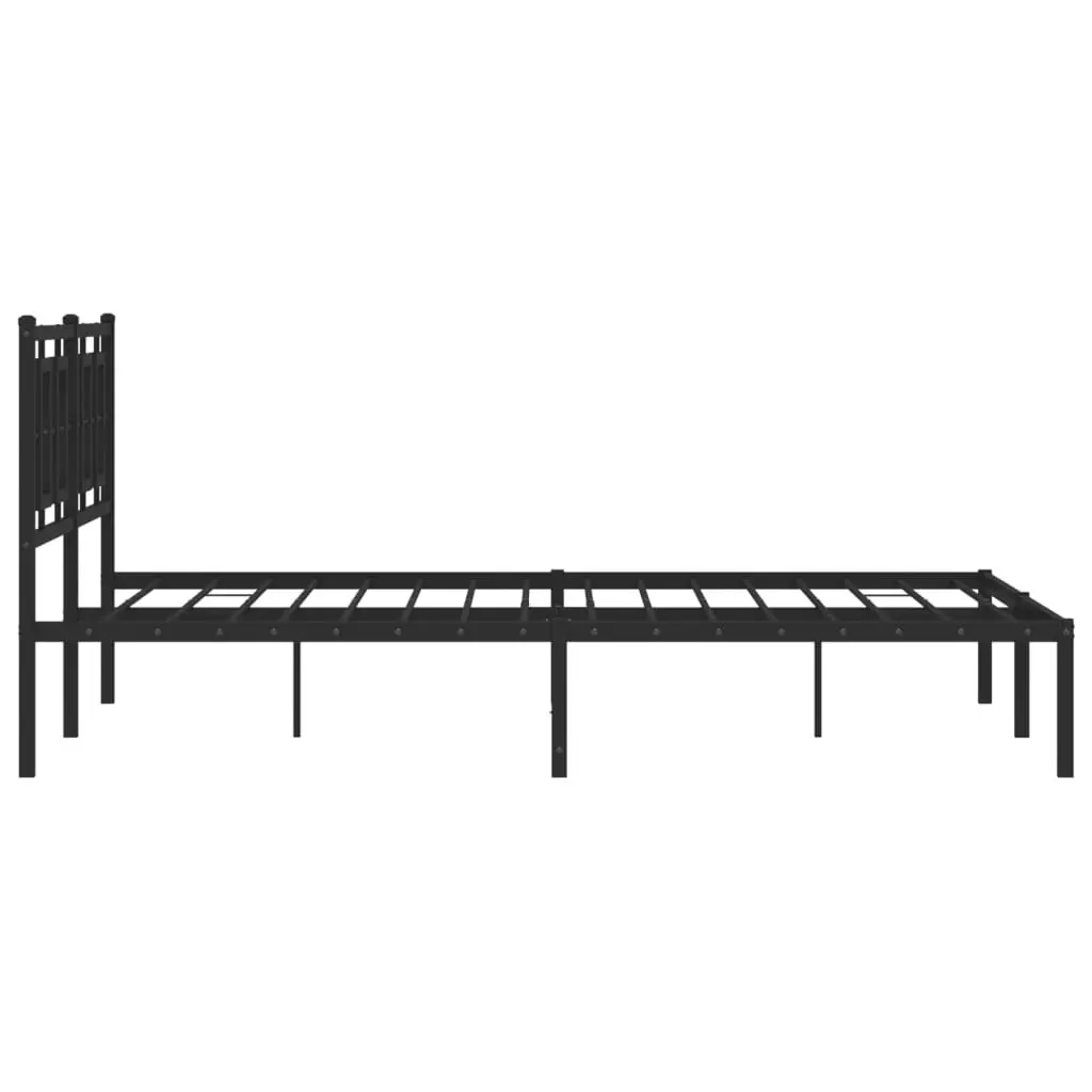 Metal Bed Frame with Headboard Black 150x200 cm 374243