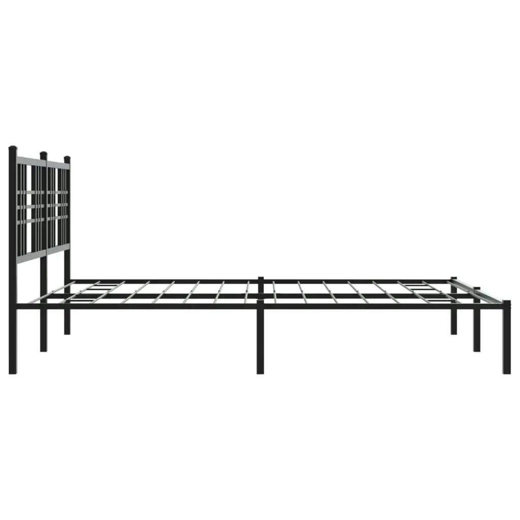 Metal Bed Frame with Headboard Black 150x200 cm 376326